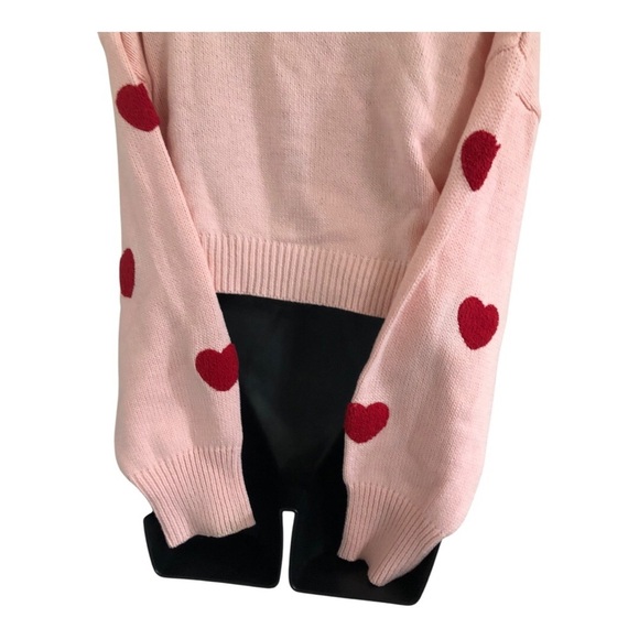 Jessica Simpson tufted embroidered red hearts adorned cropped pink cardigan‎ szS - Picture 12 of 13